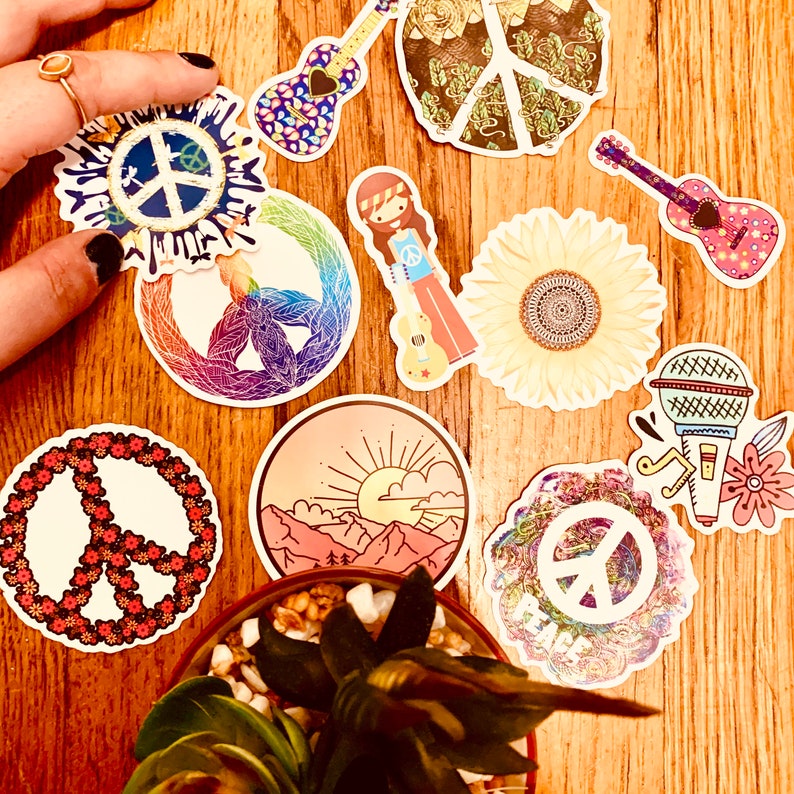 Set of 3 Surprise Hippie Stickers Flower Volkswagen Etsy