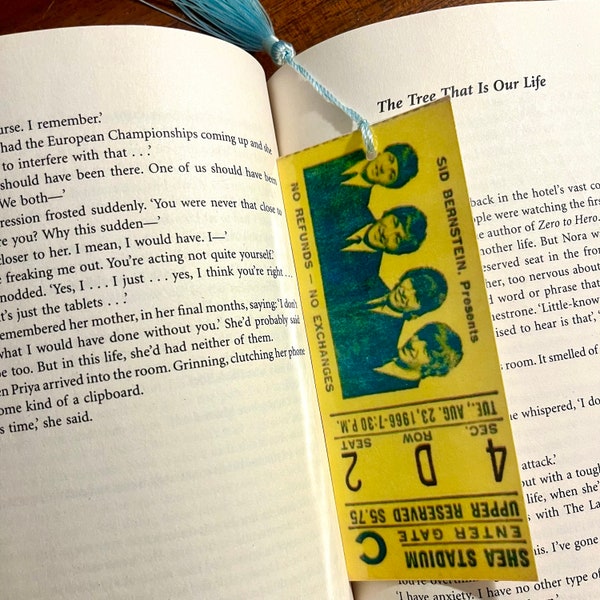 The Beatles Ticket Stub Bookmark - 70s musician vintage retro band club album song lyric book nerd worm John Lennon Paul McCartney Ringo UK