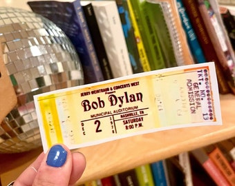 Bob Dylan Ticket Stub Sticker - 70s, 60s vintage retro band tour album song