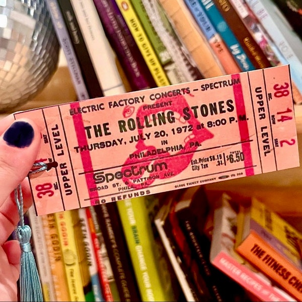 The Rolling Stones Ticket Stub Bookmark - 70s, accessories vintage band tour album song rock music classic rock club concert festival rocker