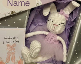 Bunny Ballerina  Bunny Long Ears Crochet Dolls Gift Box Personalized Stuffed Toy Birthday Gift Box Organic Doll for Sale Amigurumi