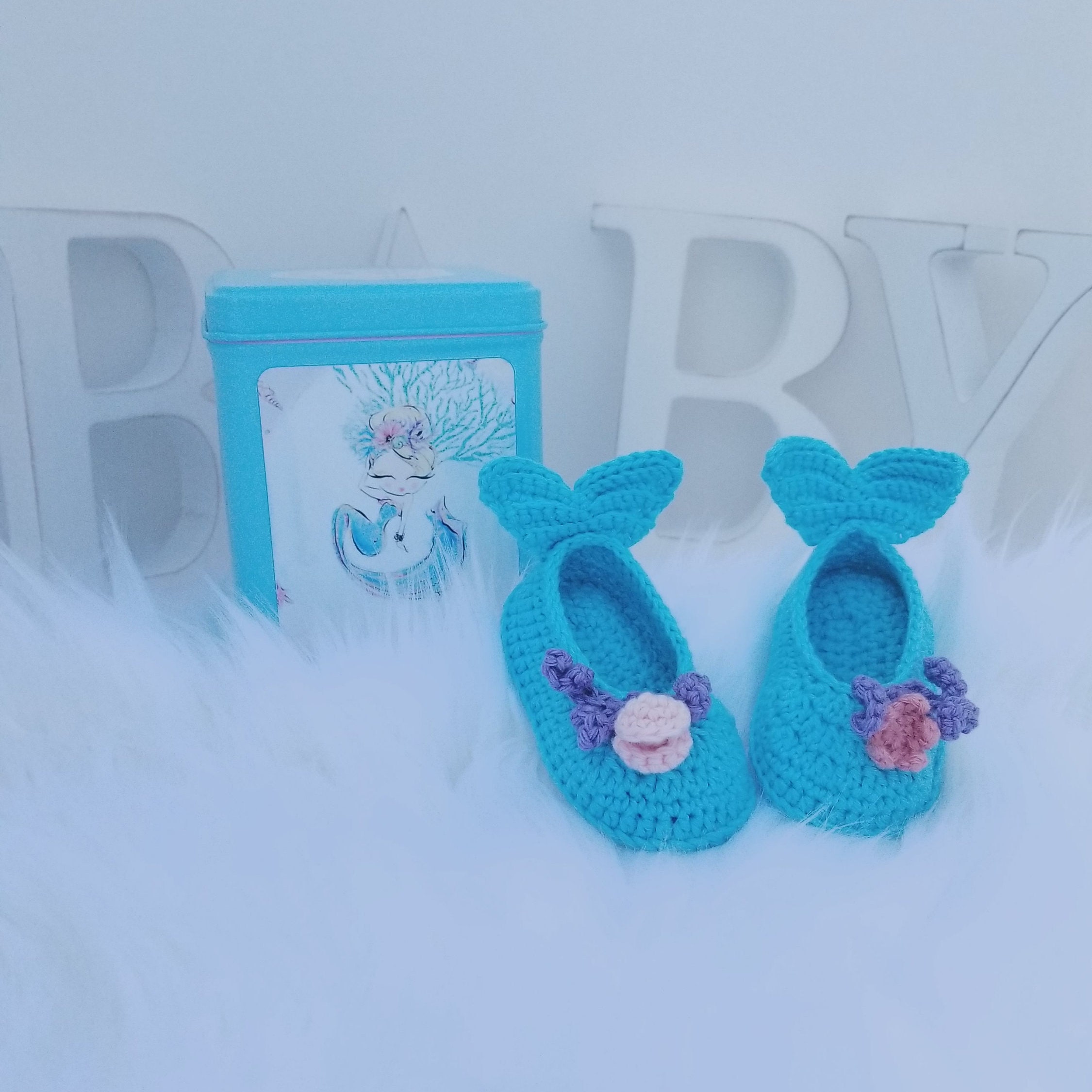Mermaid Slippers Baby Girl Crib Shoes Newborn Crochet Etsy