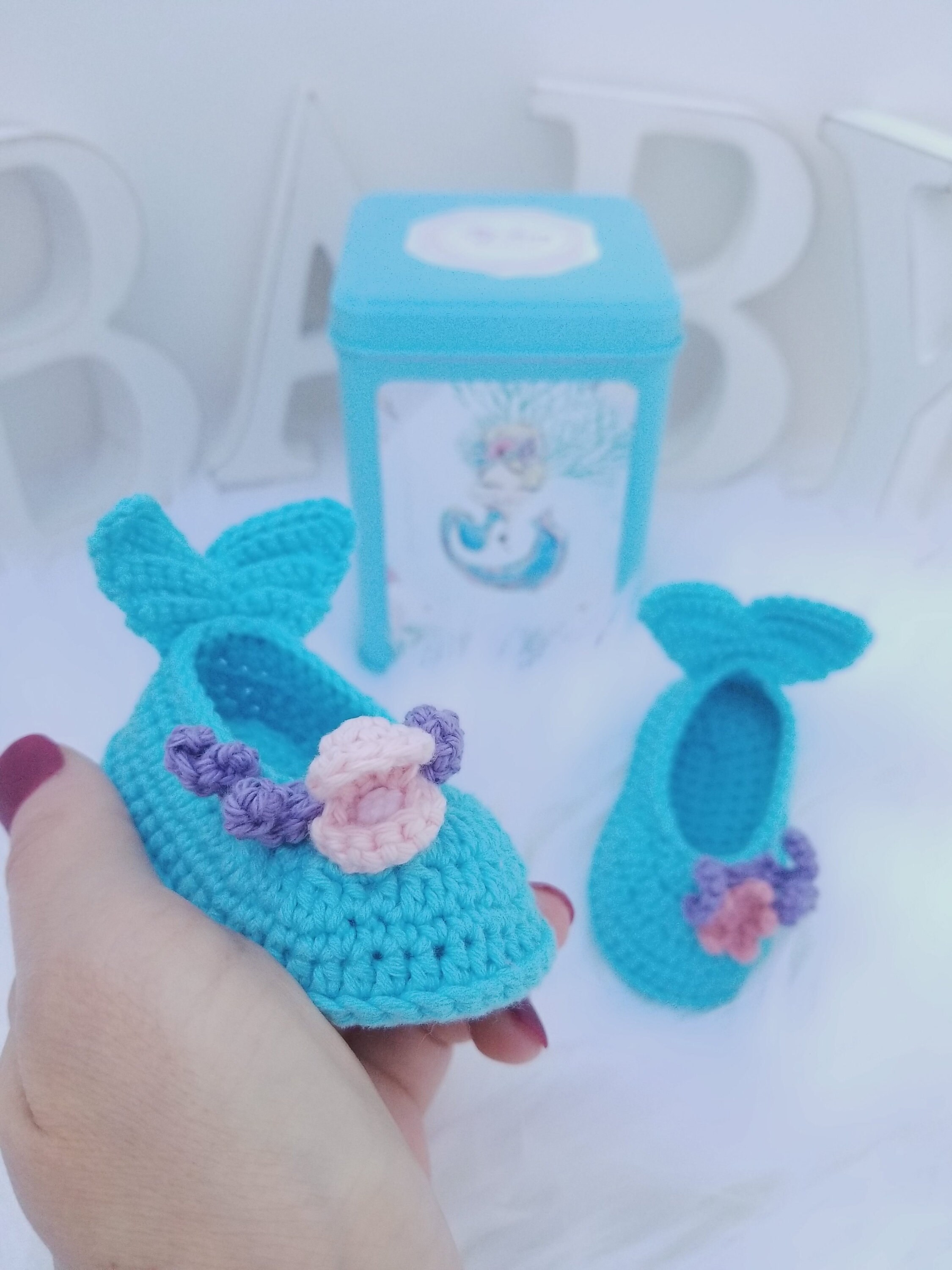 Mermaid Slippers Baby Girl Crib Shoes Newborn Crochet Etsy