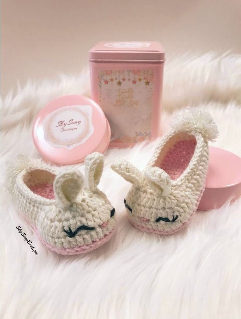 Baby Bunny Slippers Baby Girl Crib Shoes Newborn Crochet Etsy