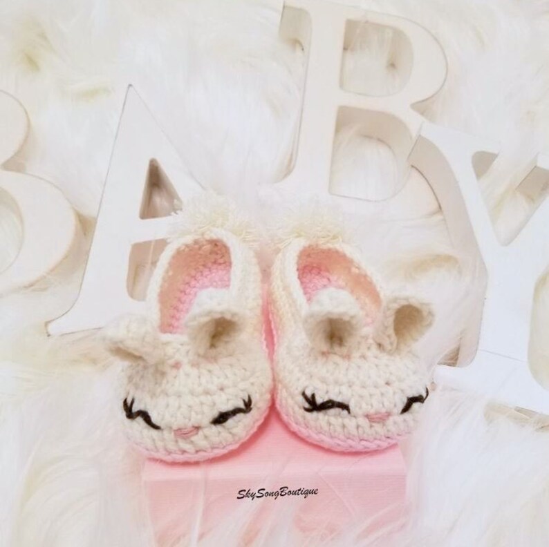 Baby Bunny Slippers Baby Girl Crib Shoes Newborn Crochet Etsy