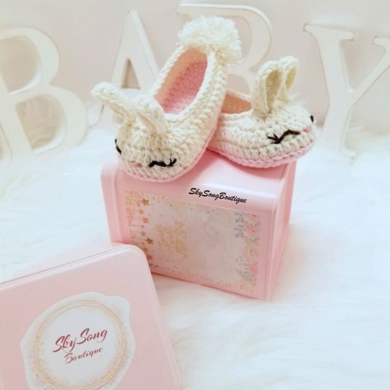 Baby Bunny Slippers Baby Girl Crib Shoes Newborn Crochet Etsy