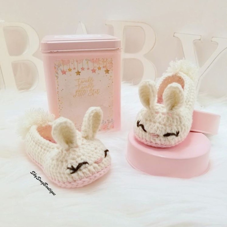 Baby Bunny Slippers Baby Girl Crib Shoes Newborn Crochet Etsy