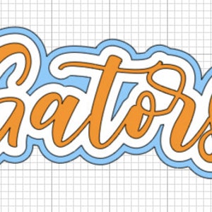 May include: Orange "Gators" text with a blue outline. The text is in a cursive font.
