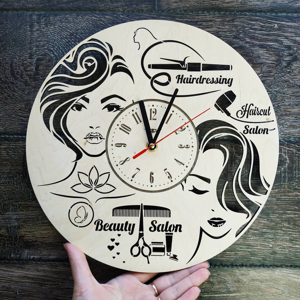 HAIRDRESSER Wall Art Clock Home Kitchen Living Room Decor Etsy hairdresser-wall-art-clock-home-kitchen-living-room-decor-etsy