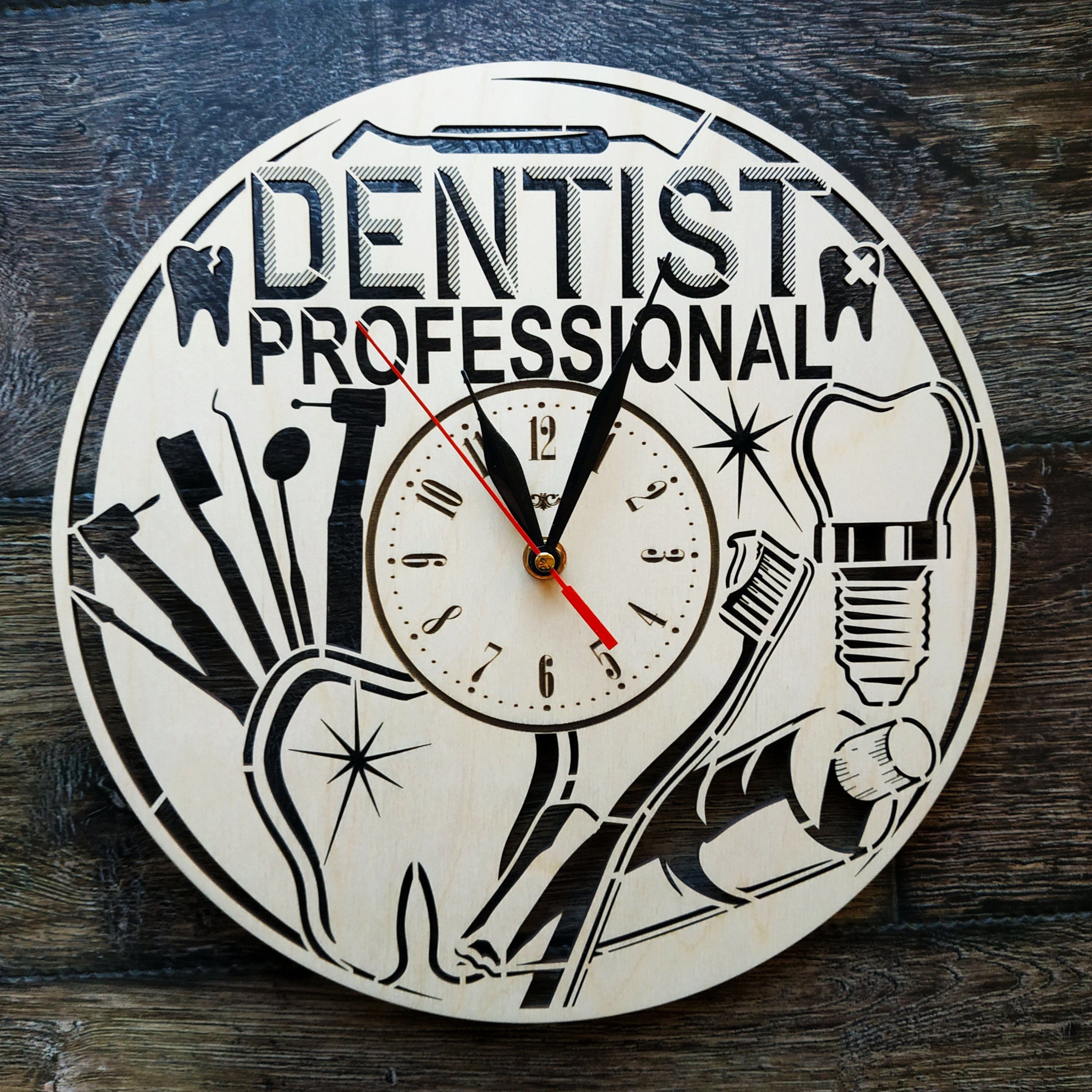 DENTIST Wood Wall Art Clock Dental Office Decorating Home Etsy