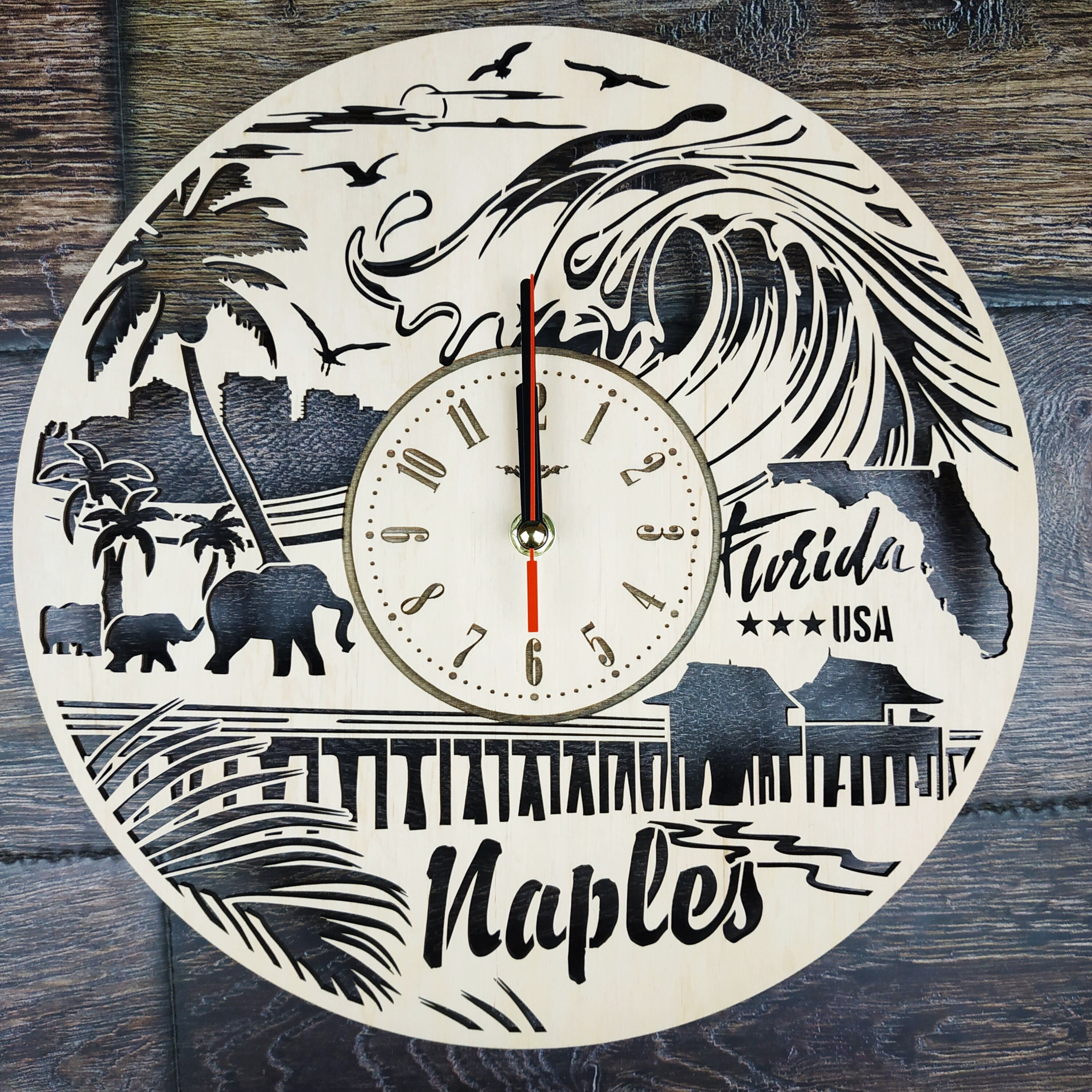 FLORIDA NAPLES Wall Clock US States Home Office Kitchen Wall Etsy