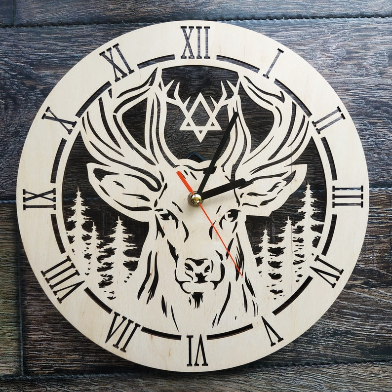 DEER Animals Wood Wall Clock Deer Home Kitchen Living Room Etsy