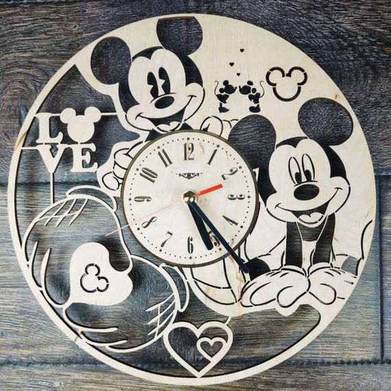 Mickey Mouse Wall Clock Wood Decor Art Unique Gift Woman Girl Etsy