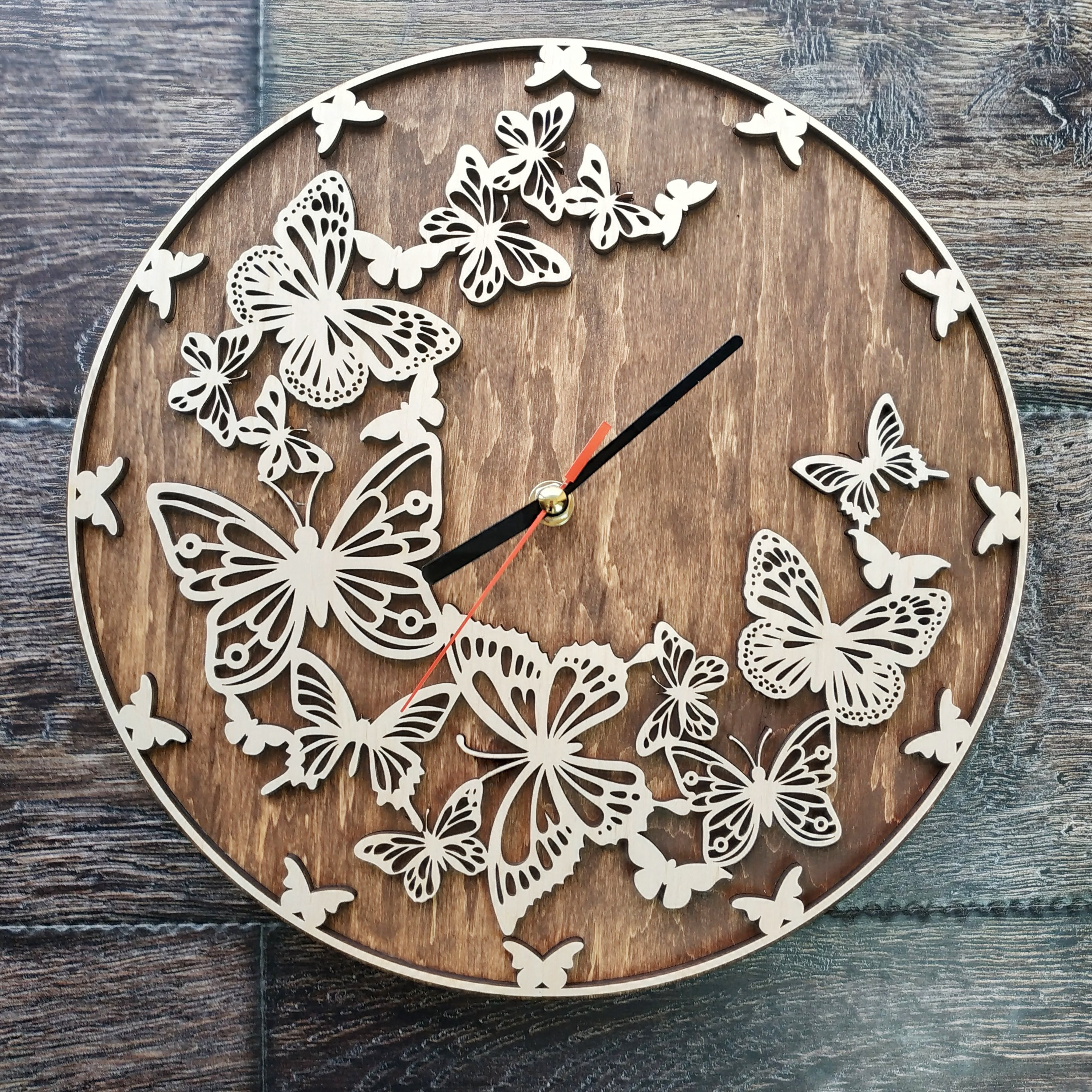 Butterfly Butterflies Art Wall Clock Ornament Decor Etsy
