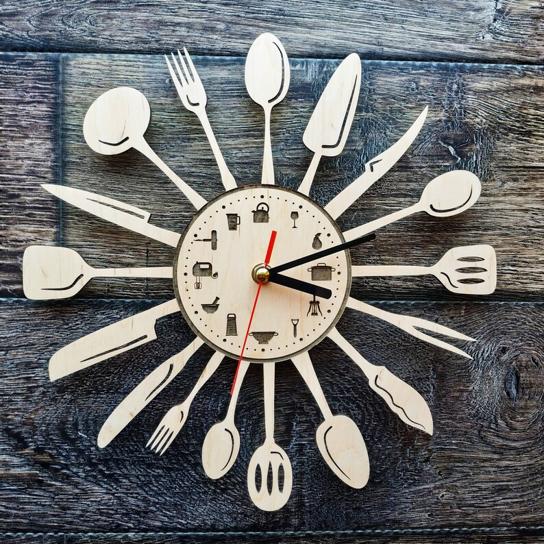 Kitchen Cutlery Wall Art Clock Clocks Cutlery Handmade Home Etsy