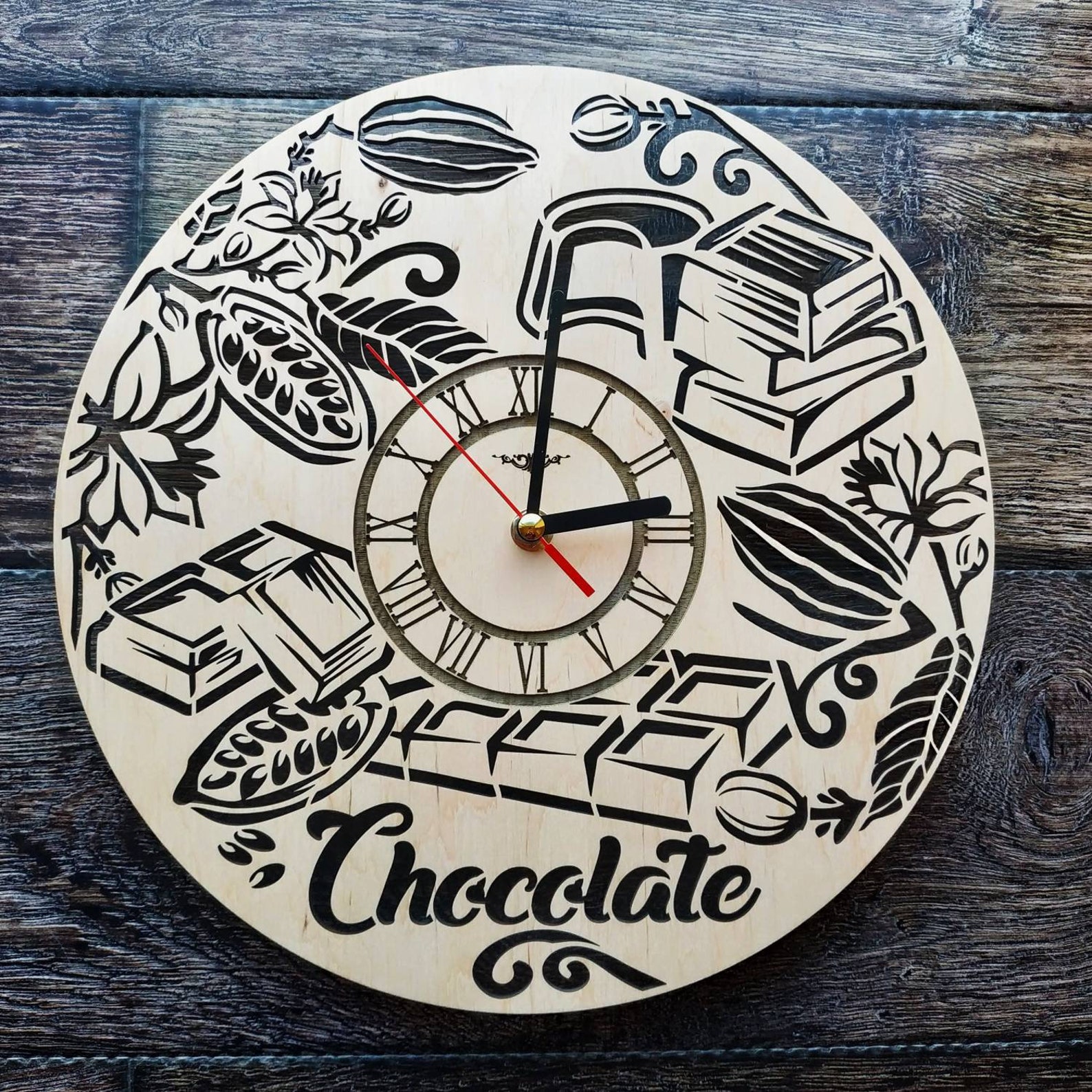 Chocolate Candy Sweet Wall Art Clock Clocks Chocolate Handmade Etsy