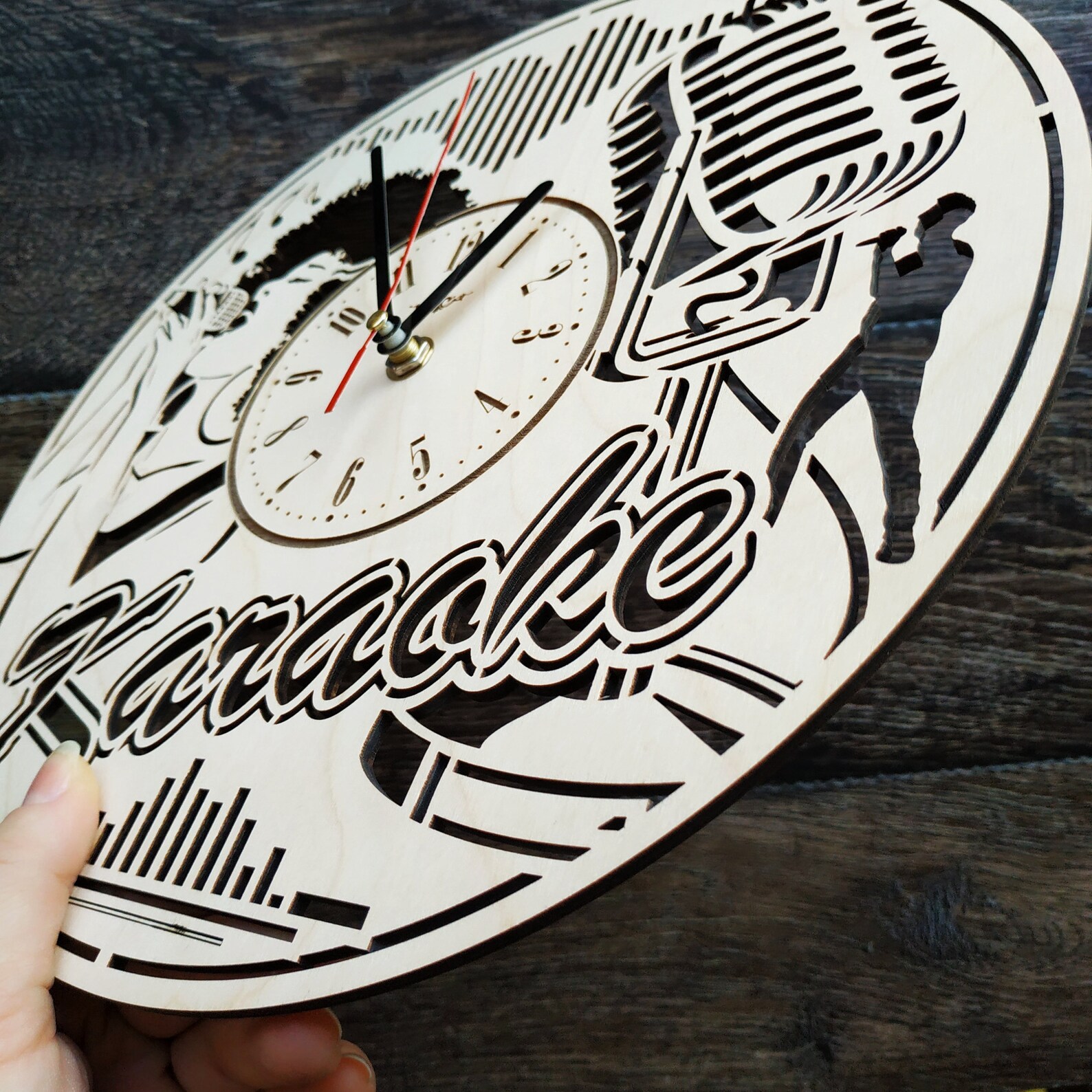 KARAOKE Wood Wall Clock Karaoke Singer Home Living Kitchen Etsy
