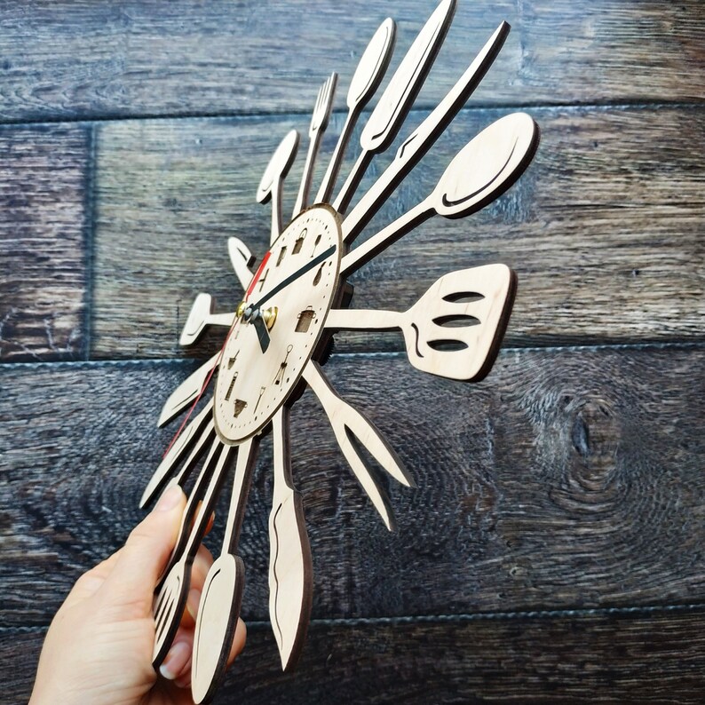 Kitchen Cutlery Wall Art Clock Clocks Cutlery Handmade Home Etsy