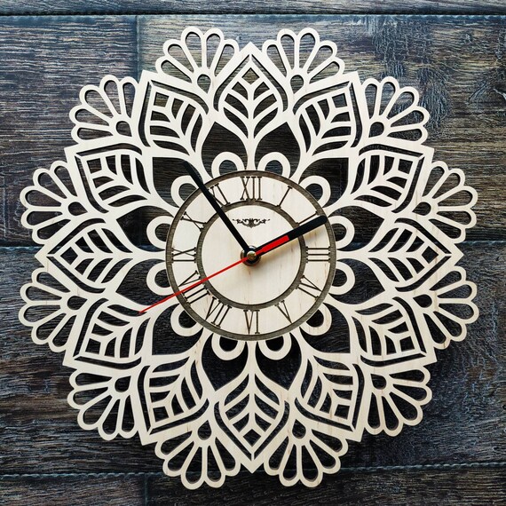 Download Mandala Flower Wall Clock Sacred Geometry Yoga Clock Modern Etsy