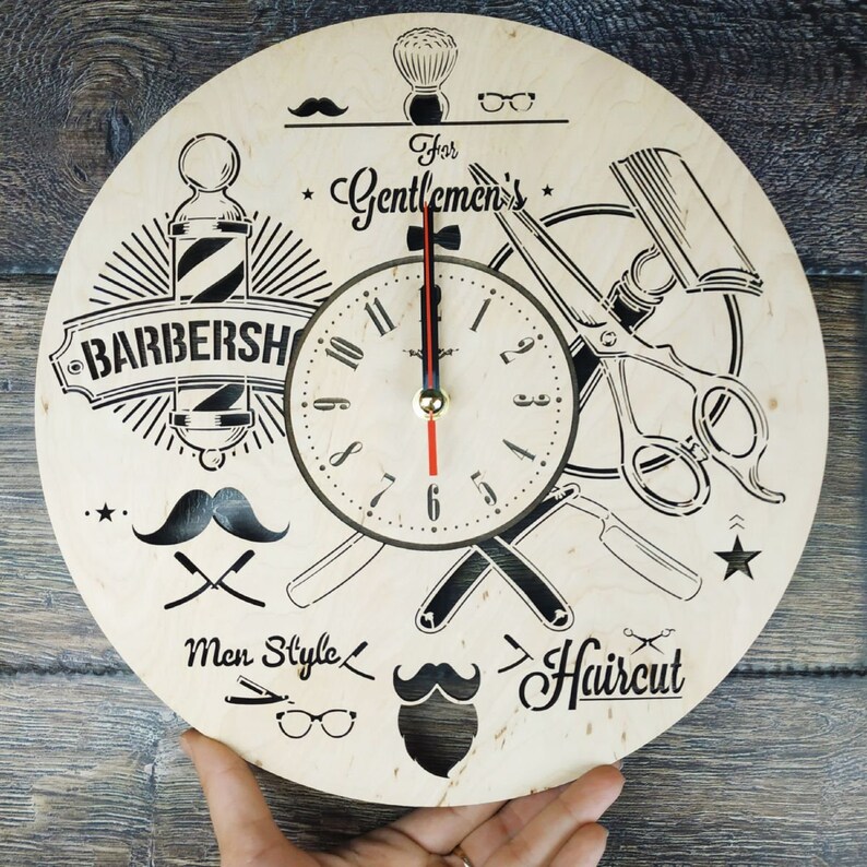 Wall Art Clock Barber Home Kitchen Living Room Etsy