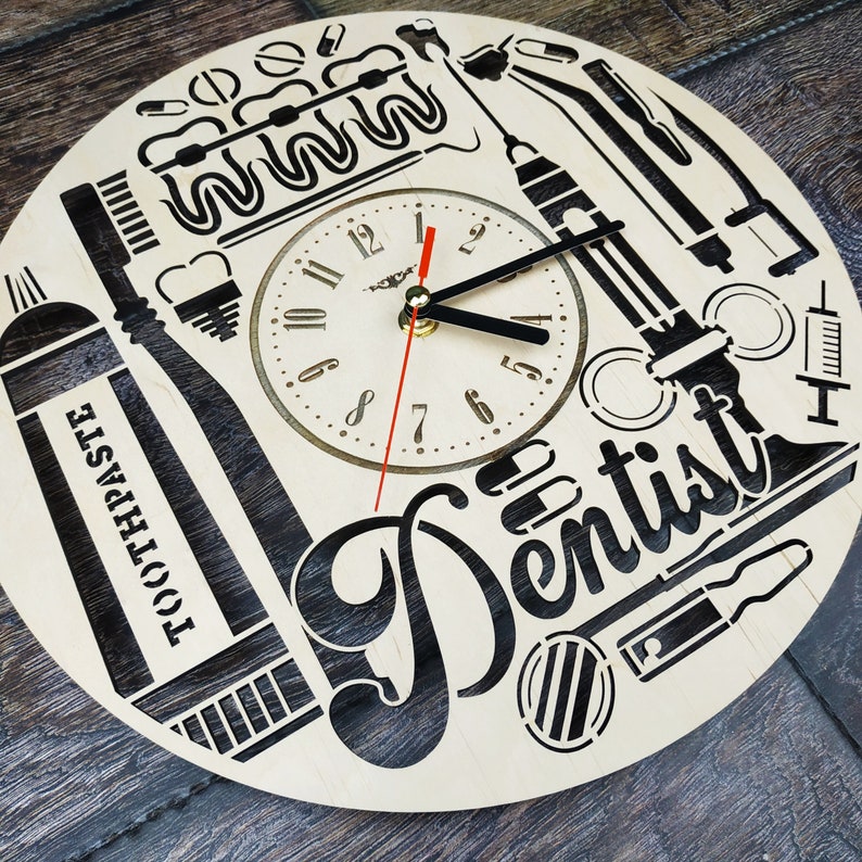DENTIST Wood Wall Art Clock Dental Office Decorating Home Etsy