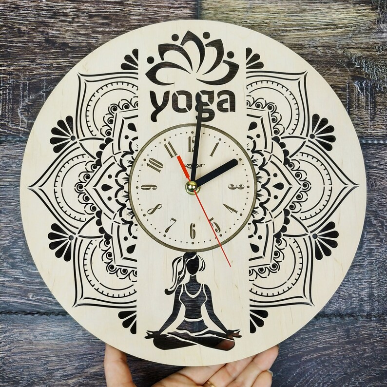 YOGA Wood Wall Clock Yoga Studio Decor for Wall Home Kitchen Etsy