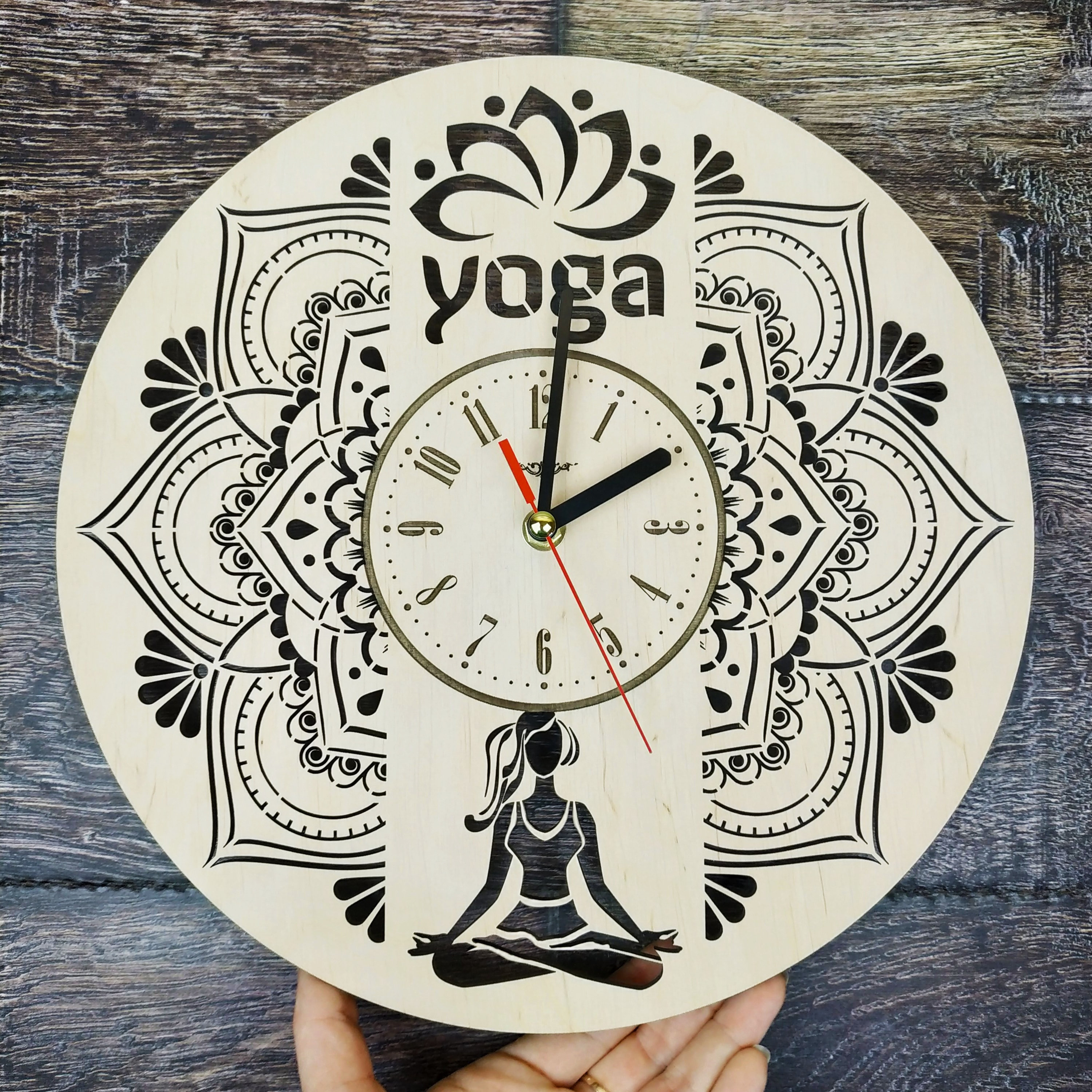 YOGA Wood Wall Clock Yoga Studio Decor for Wall Home Kitchen Etsy