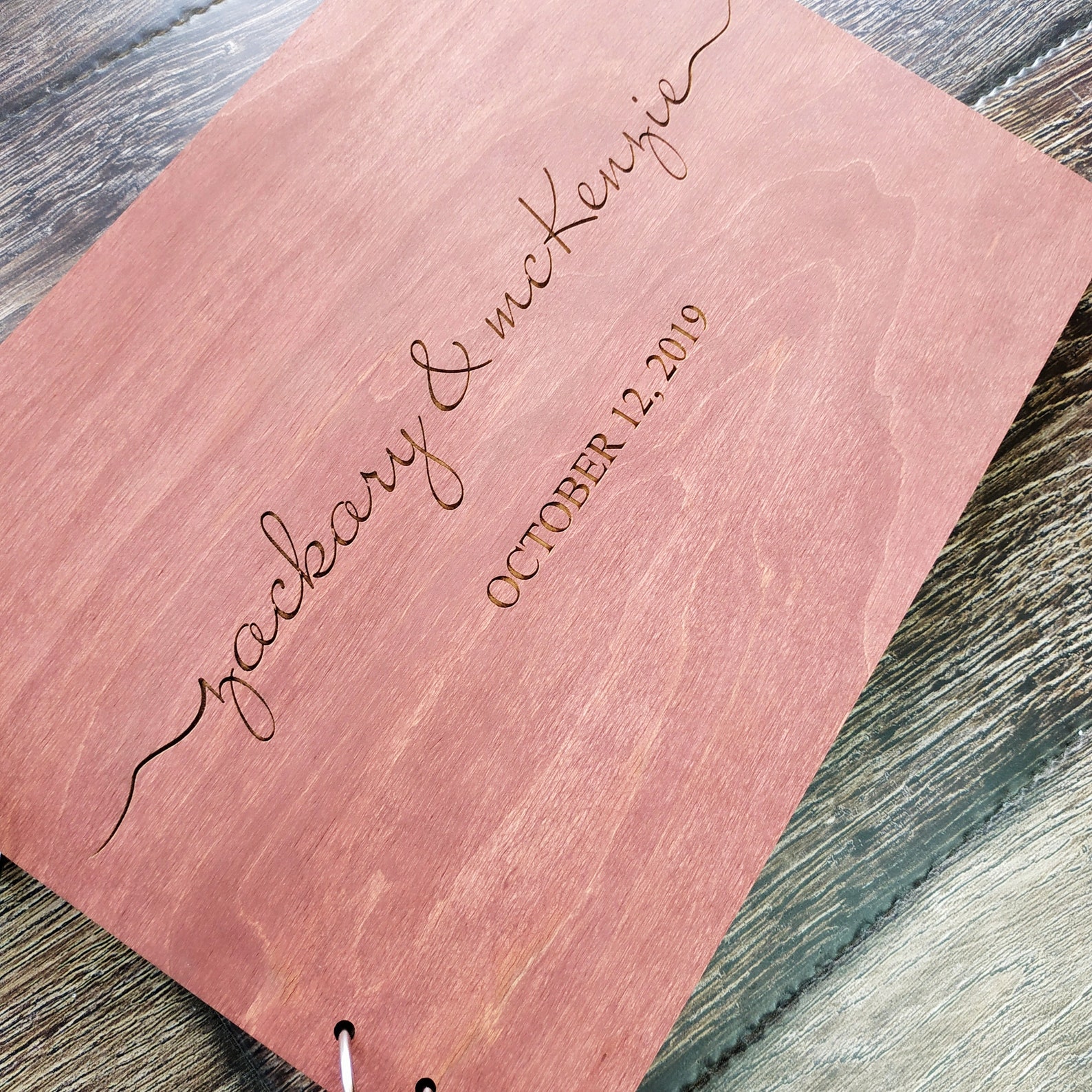 Wedding Guestbook Custom Wooden Guest Book Engraved Rustic Etsy