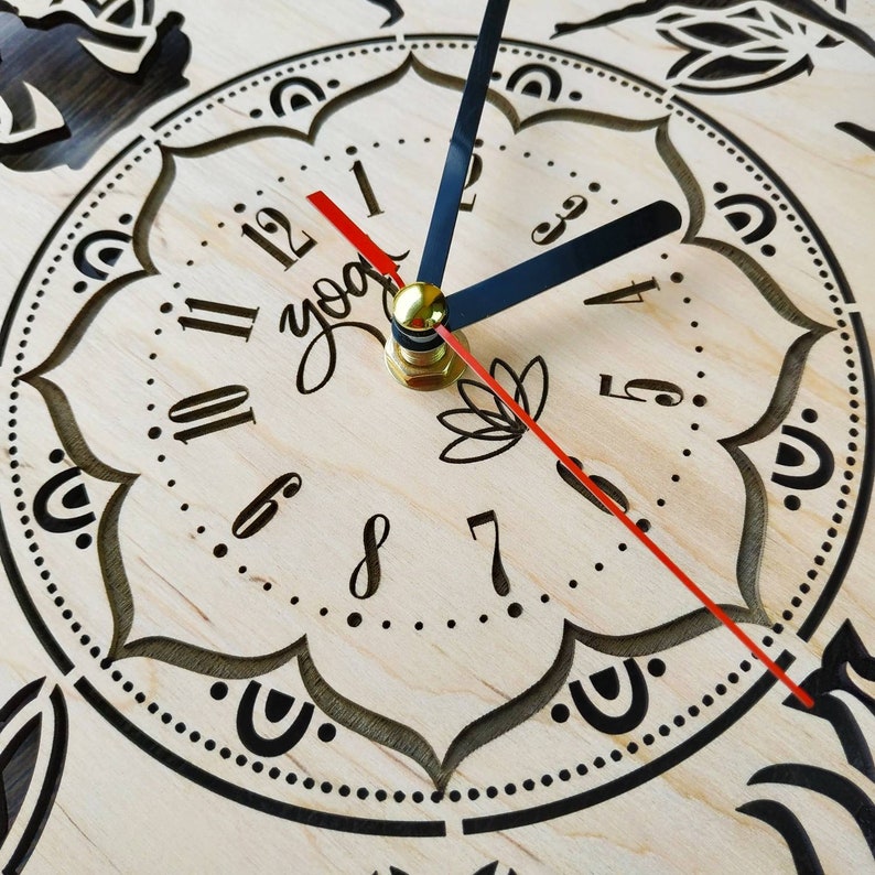 YOGA Wood Wall Clock Yoga Studio Decor for Wall Home Kitchen Etsy