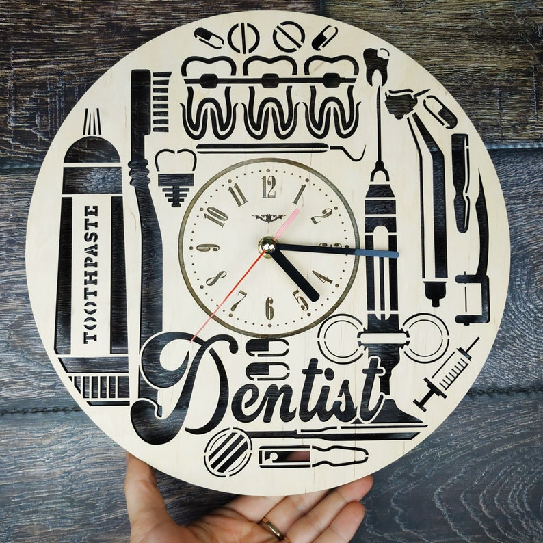 DENTIST Wood Wall Art Clock Dental Office Decorating Home Etsy