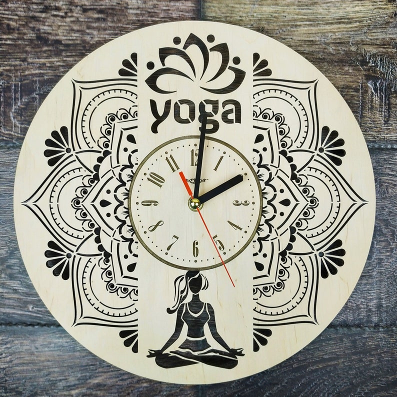 YOGA Wood Wall Clock Yoga Studio Decor for Wall Home Kitchen Etsy