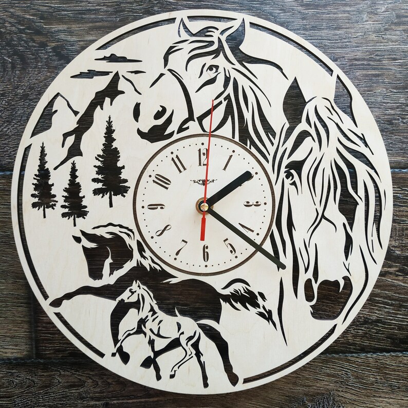 HORSES Wall Art Clock Horse Riding Home Kitchen Living Room Etsy