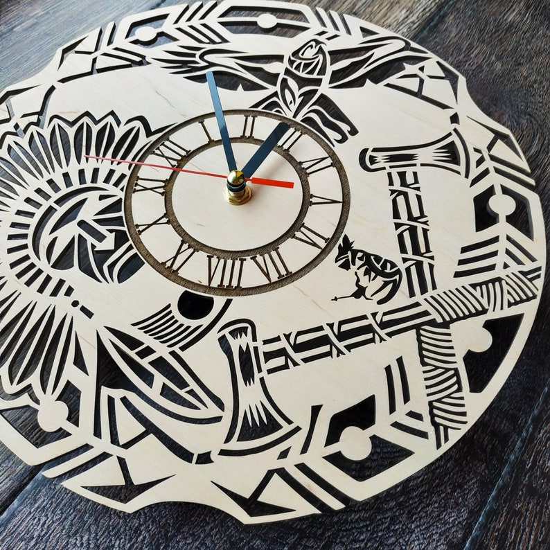 Indian Chieftain Wood Wall Clock Tribe Chief Leader Native Etsy