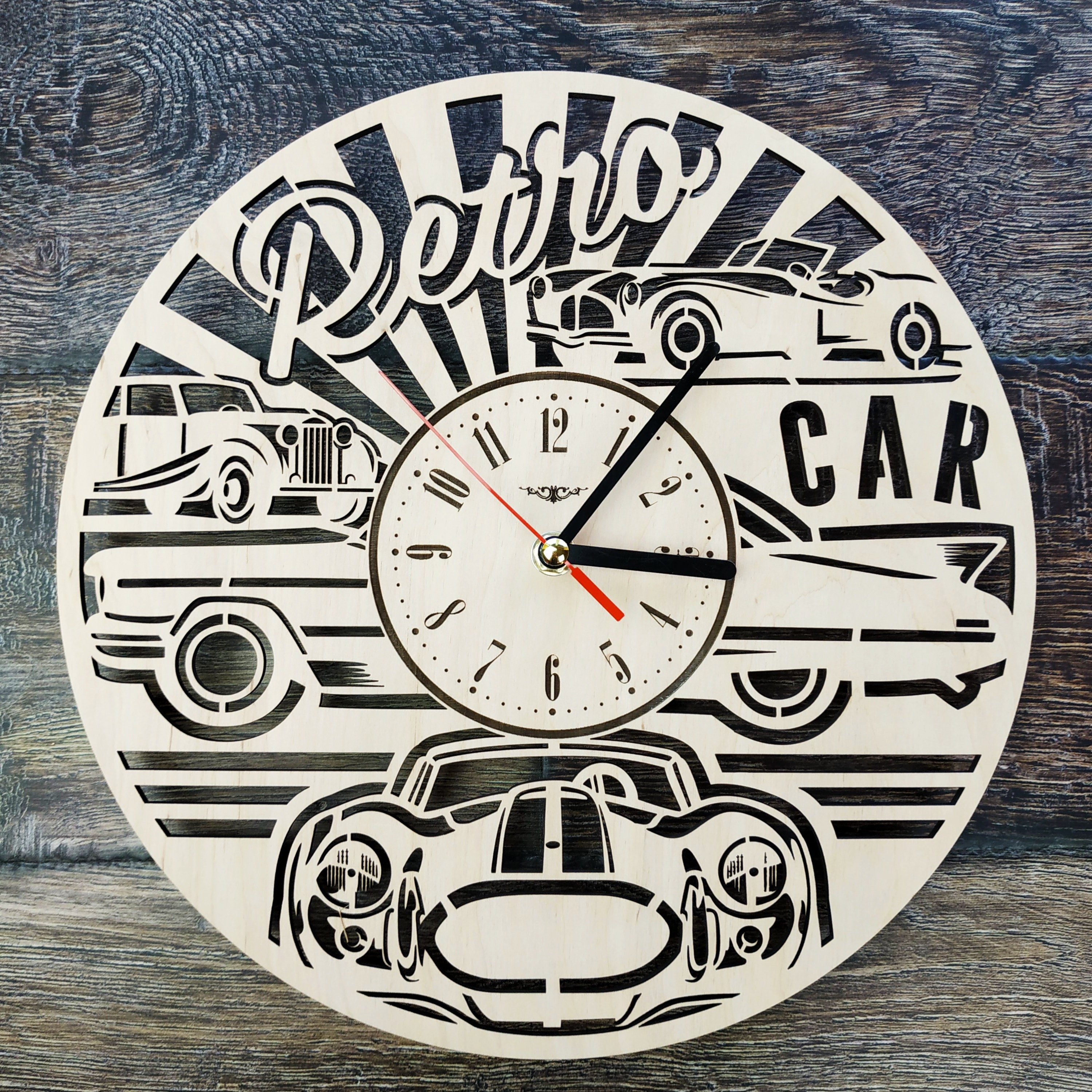 RETRO CAR Wood Wall Clock Vintage Cars Home Kitchen Living Etsy