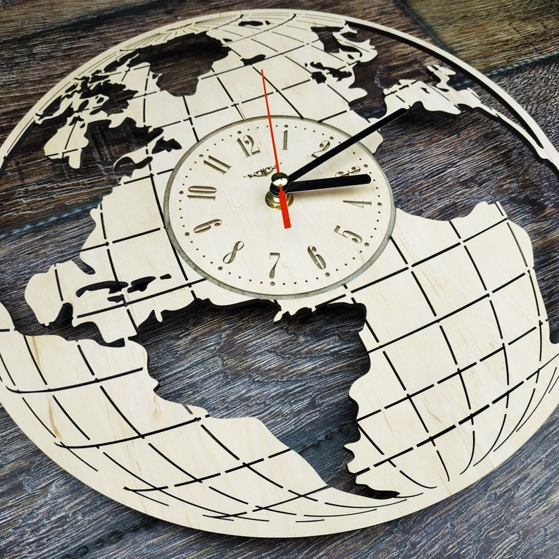 EARTH GLOBE World Map Geography Wall Art Clock Home Kitchen  Etsy