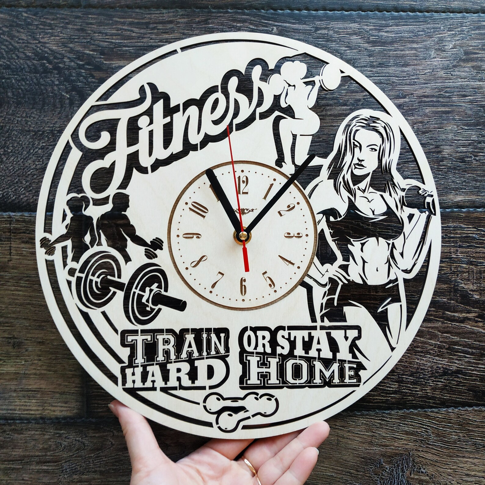 FITNESS Wall Clock Gym Wall Art Fitness Wall Decor for Home Etsy