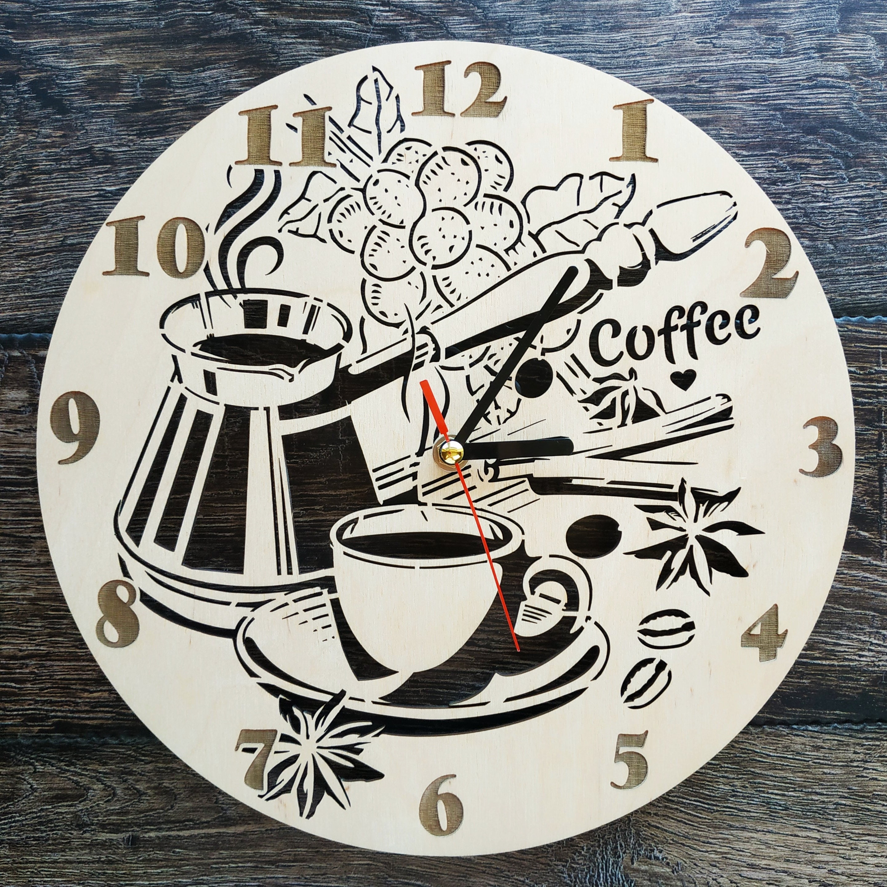 COFFEE Wall Clock Coffee Theme Home Kitchen Living Room Wall Etsy