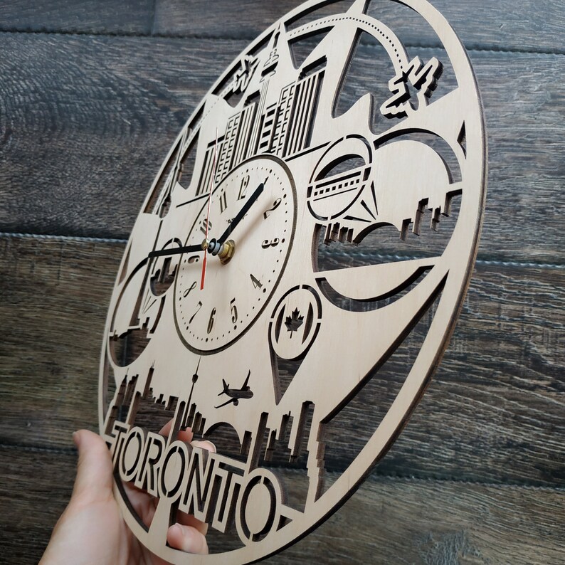 TORONTO CANADA Wood Wall Clock Toronto Skyline Home Office Etsy
