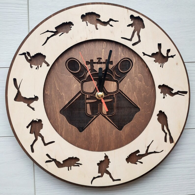 SCUBA DIVING Wood Wall Clock Gift for Diver Men Woman Friend Etsy