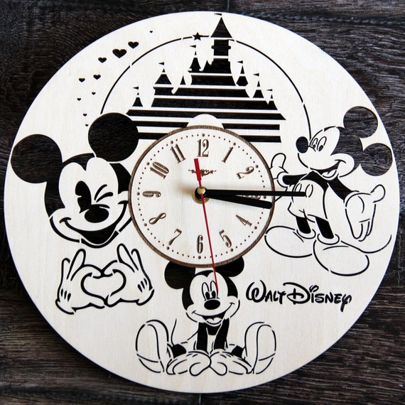 Mickey Mouse Wall Clock Wood Decor Art Unique Gift Woman Girl Etsy