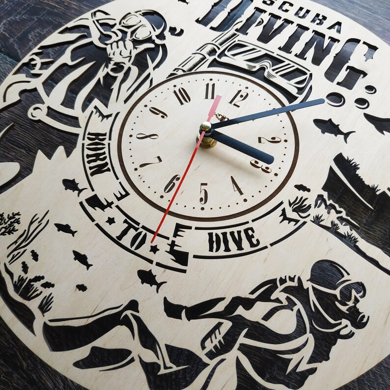 SCUBA DIVING Wood Wall Clock Gift for Diver Men Woman Friend Etsy