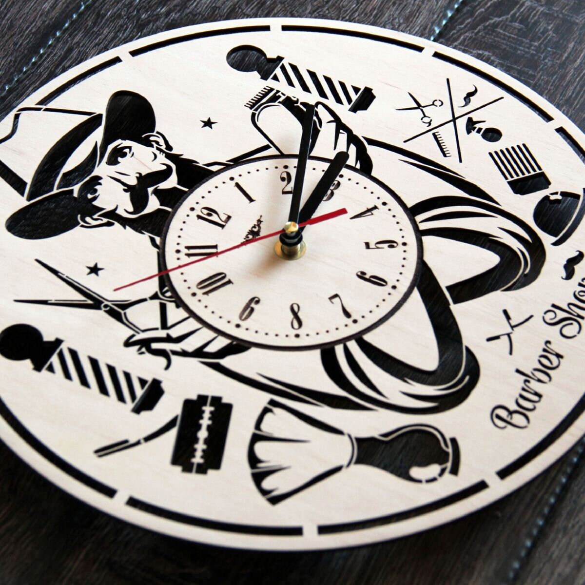 Wall Clock Barber Home Kitchen Living Room Decor Etsy