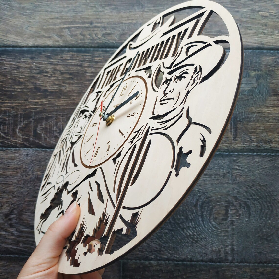 WESTERN Wall Clock Wood Art Unique Gift Idea For Woman Men Etsy