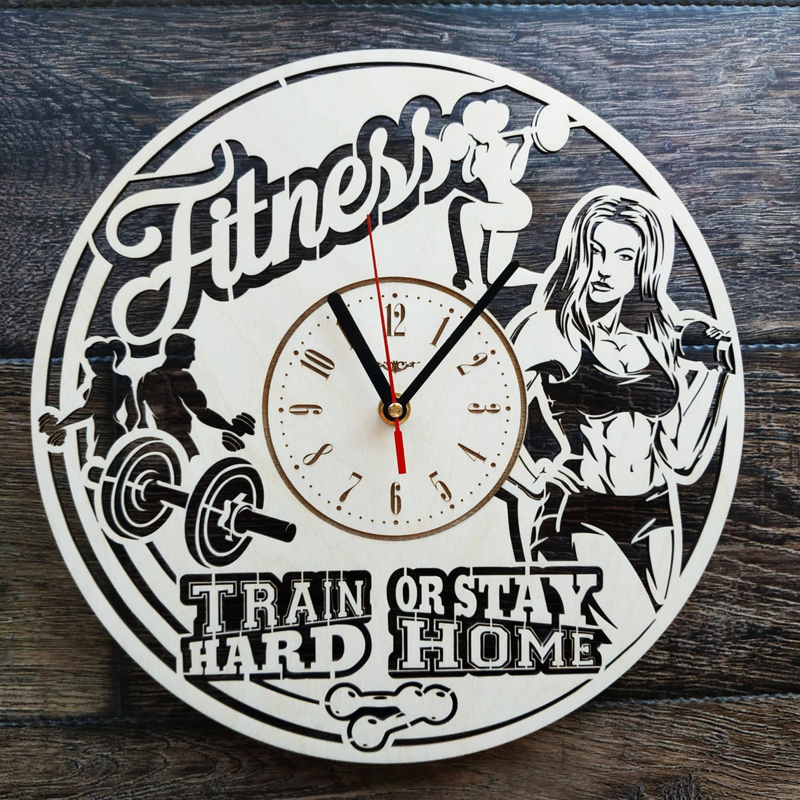 FITNESS Wall Clock Gym Wall Art Fitness Wall Decor for Home Etsy