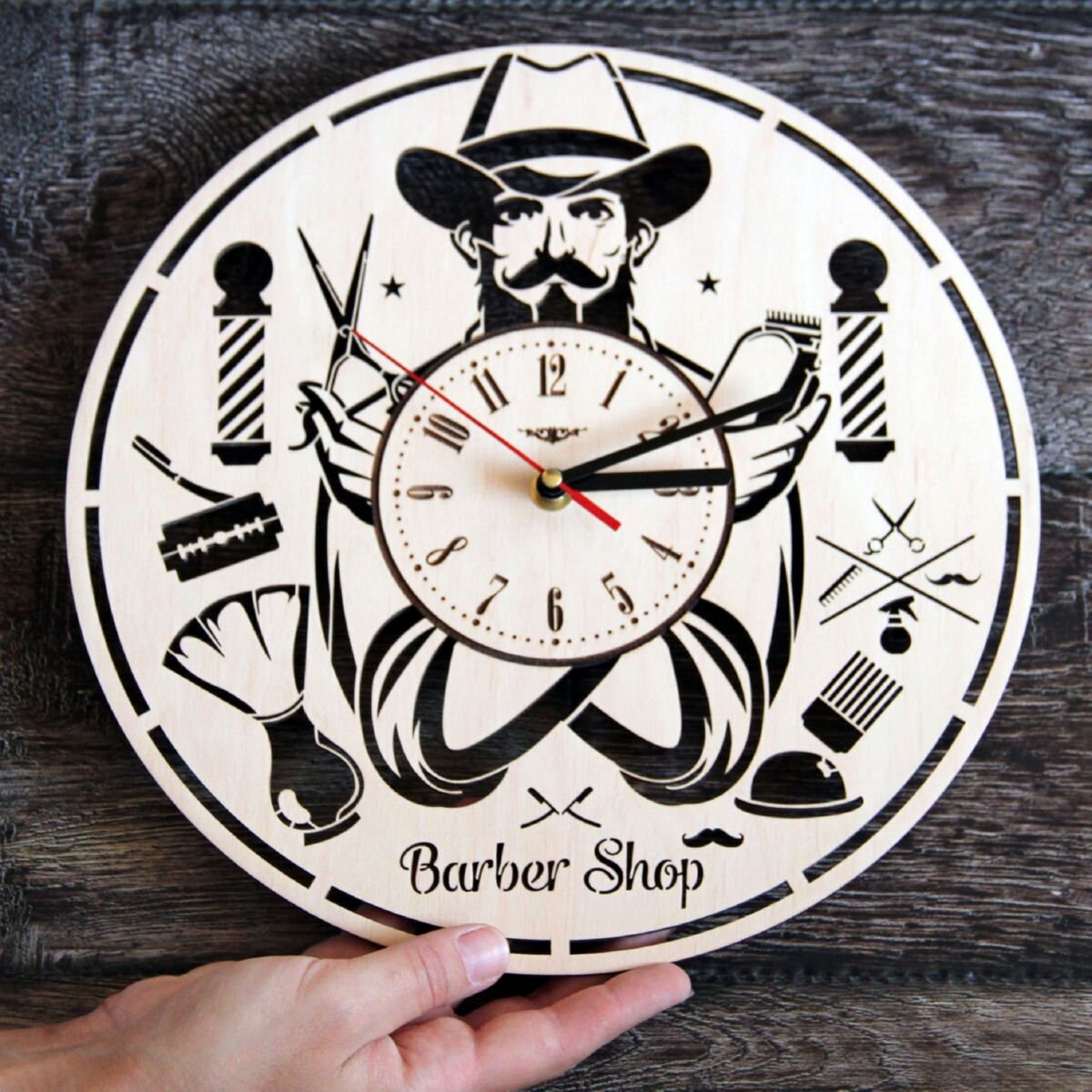 Wall Clock Barber Home Kitchen Living Room Decor Etsy
