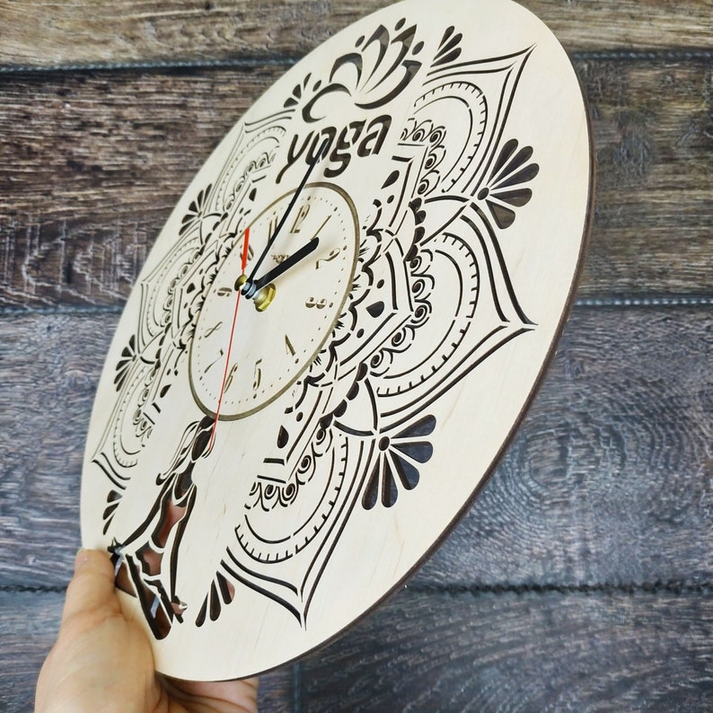 YOGA Wood Wall Clock Yoga Studio Decor for Wall Home Kitchen Etsy