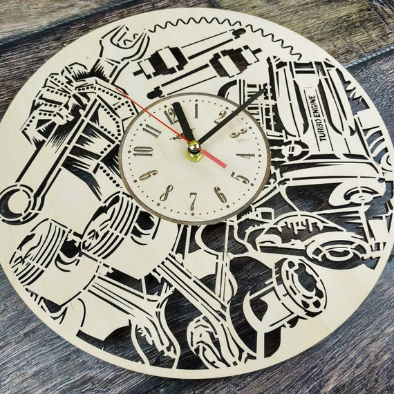 INSTANT KARMA CLOCKS Wall Clock Carpenter Artist Masonry Plumber Mechanic Garage Tools 16x16 HDF Wood Dark Brown INSTANT KARMA CLOCKS Wall Clock Carpenter Artist Masonry Plumber Mechanic Garage Tools 16x16 HDF Wood Dark Brown