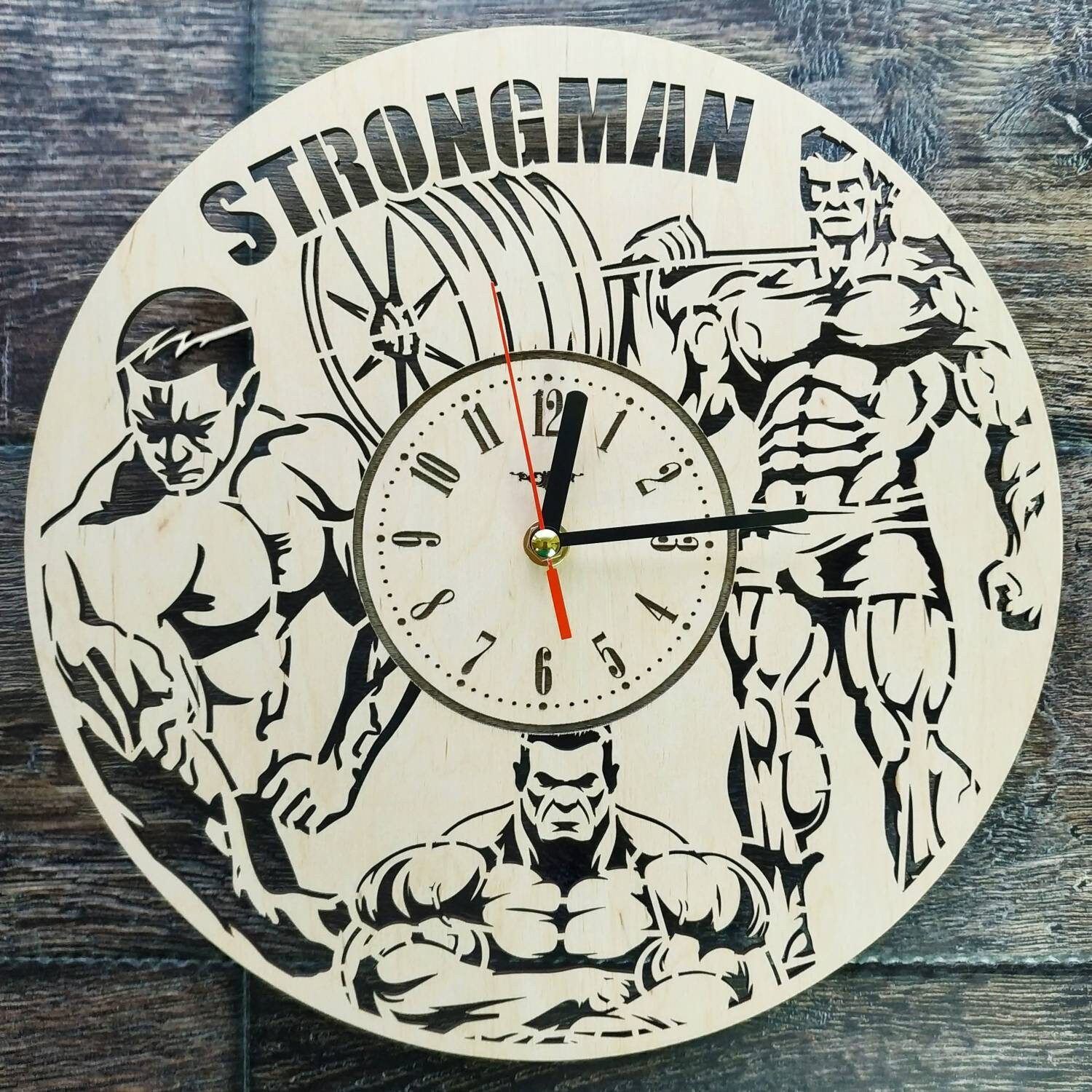 POWERLIFTING Wall Clock Gym Wall Art Strongman Wall Decor Etsy