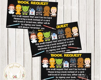 Star Wars Book Request Insert Card, Wars in Stars Books for Baby, Baby Shower Books for Baby Insert Card, Printable Instant Download File.