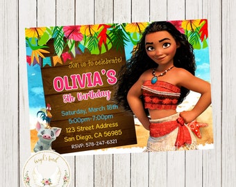 Moana Birthday Party Invitation, Moana Party Invitation, Princess Moana Birthday Party, Moana Birthday Invitation, Printable Digital File